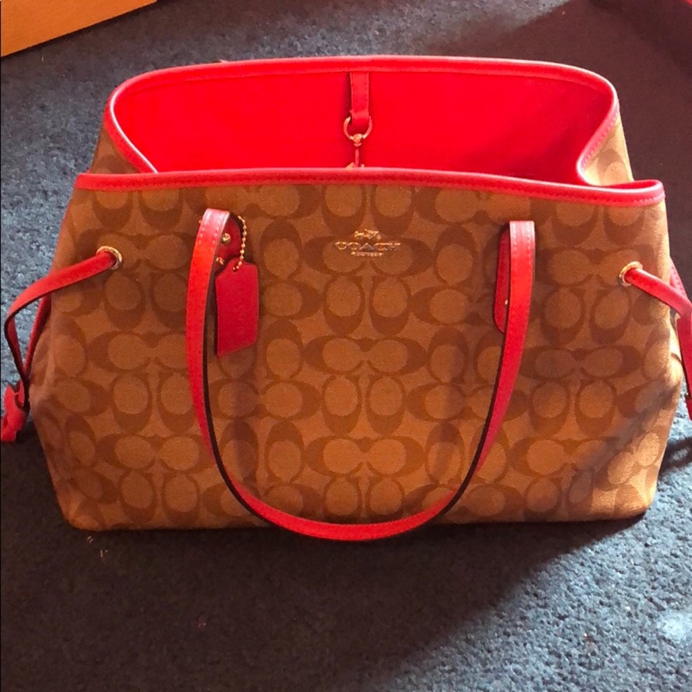 Pink and Tan Coach Bag